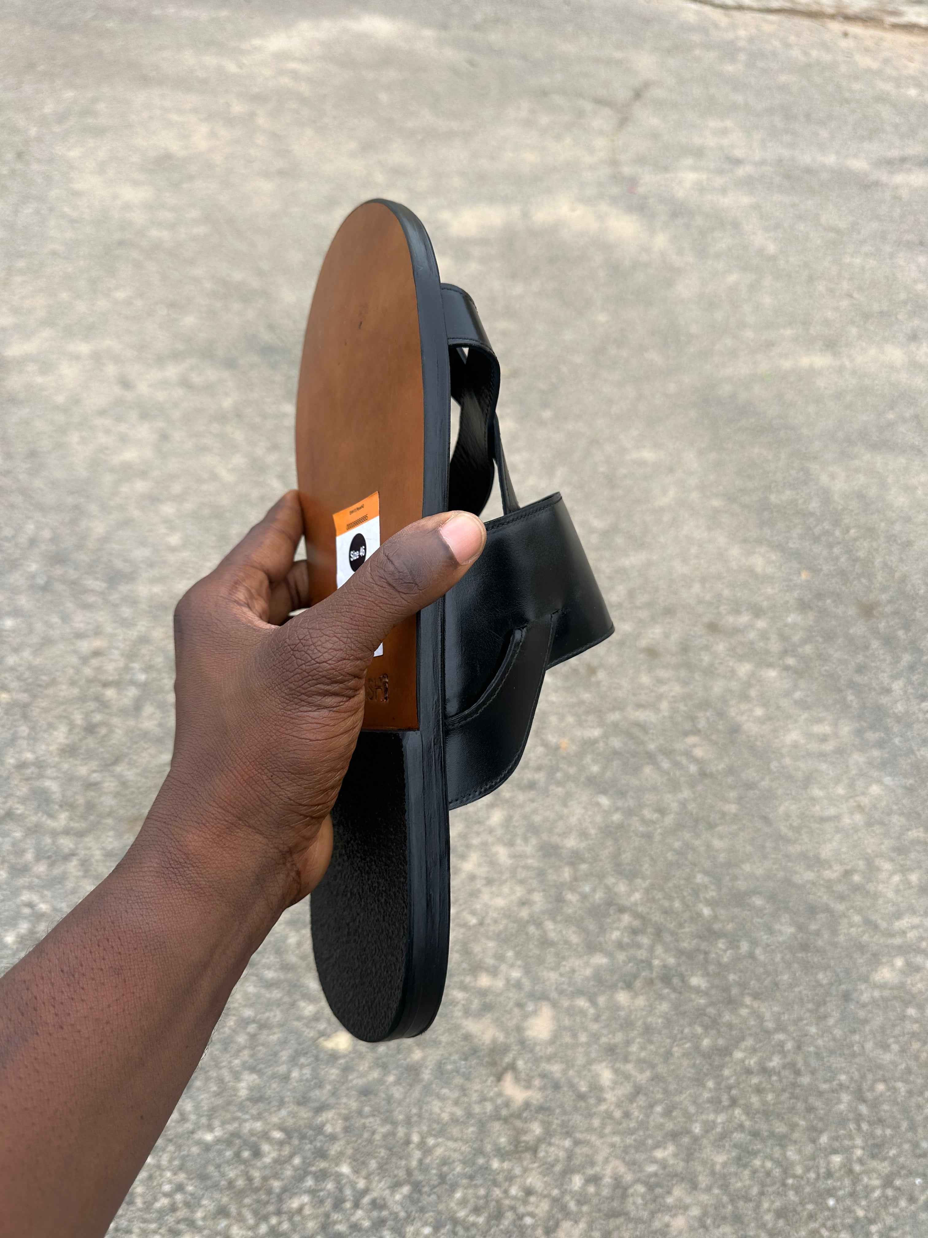 Black Gladiator Leather Slippers