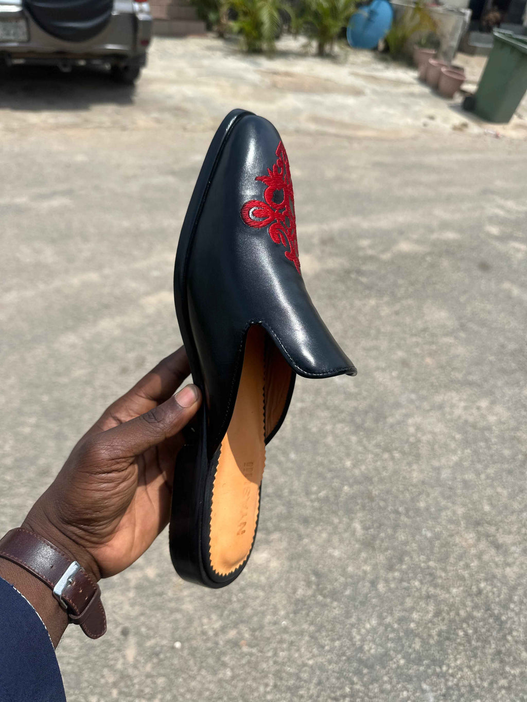 Sultan Leather Mule with Royal Embroidery
