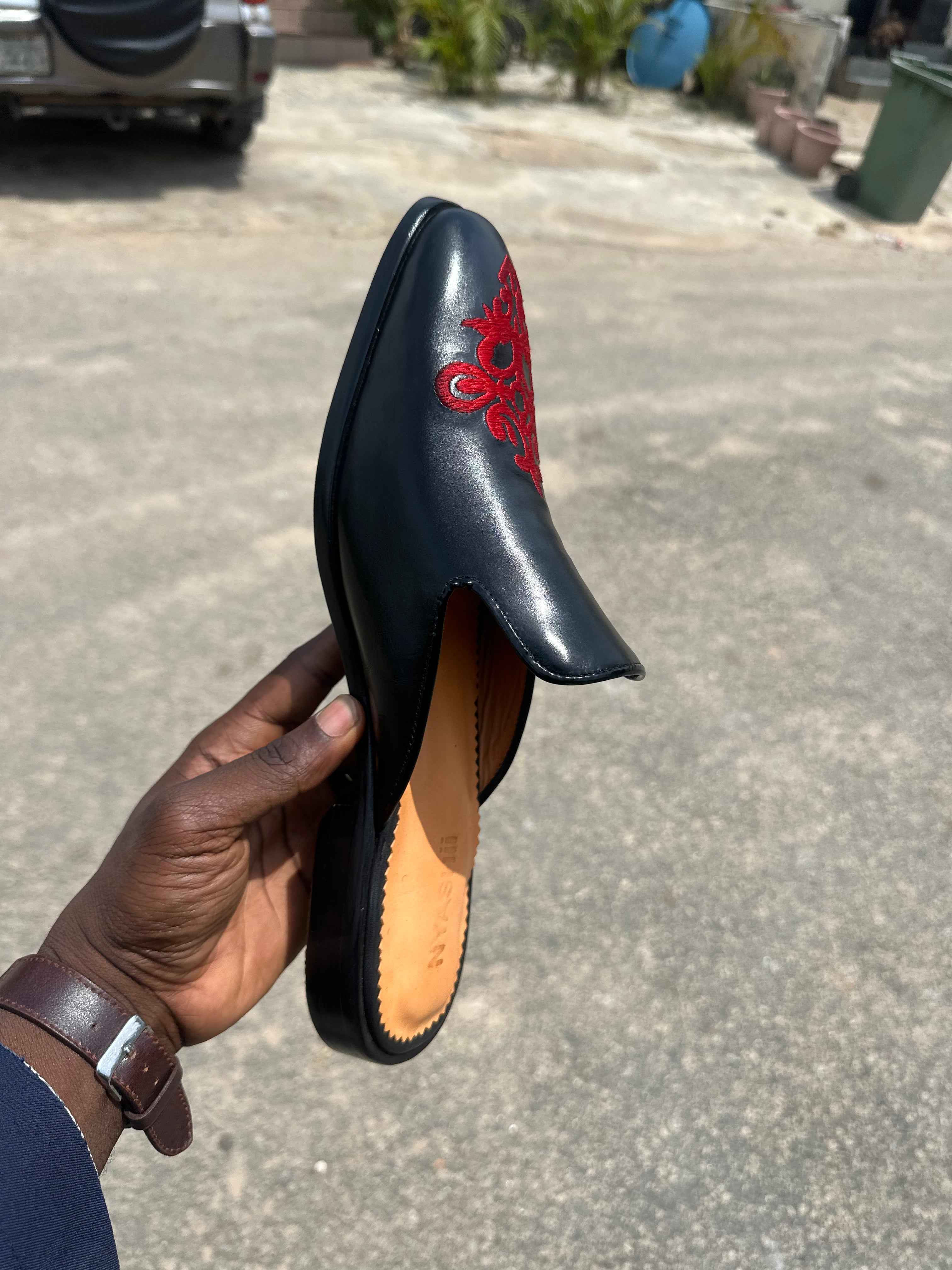 Sultan Leather Mule with Royal Embroidery