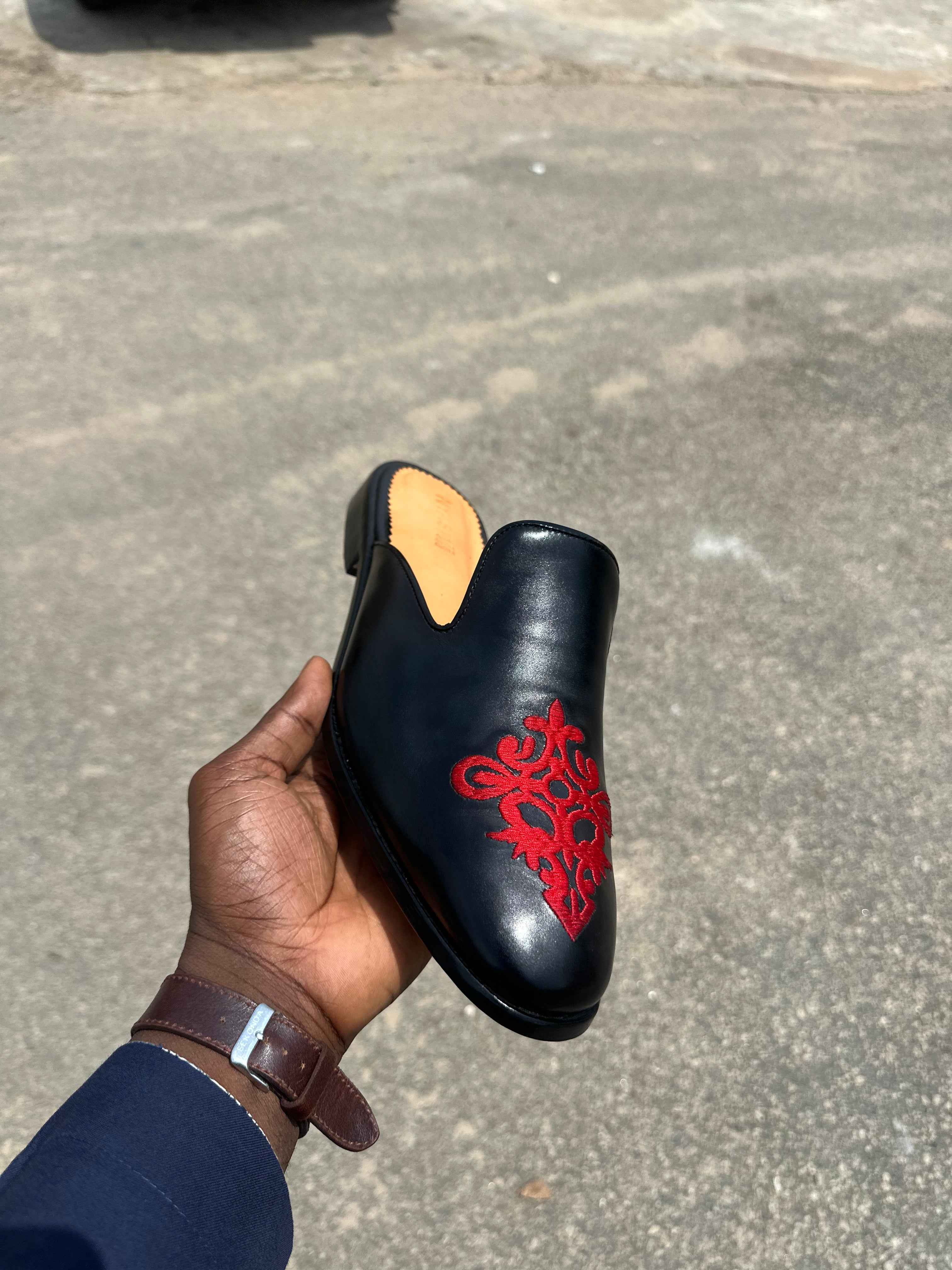Sultan Leather Mule with Royal Embroidery