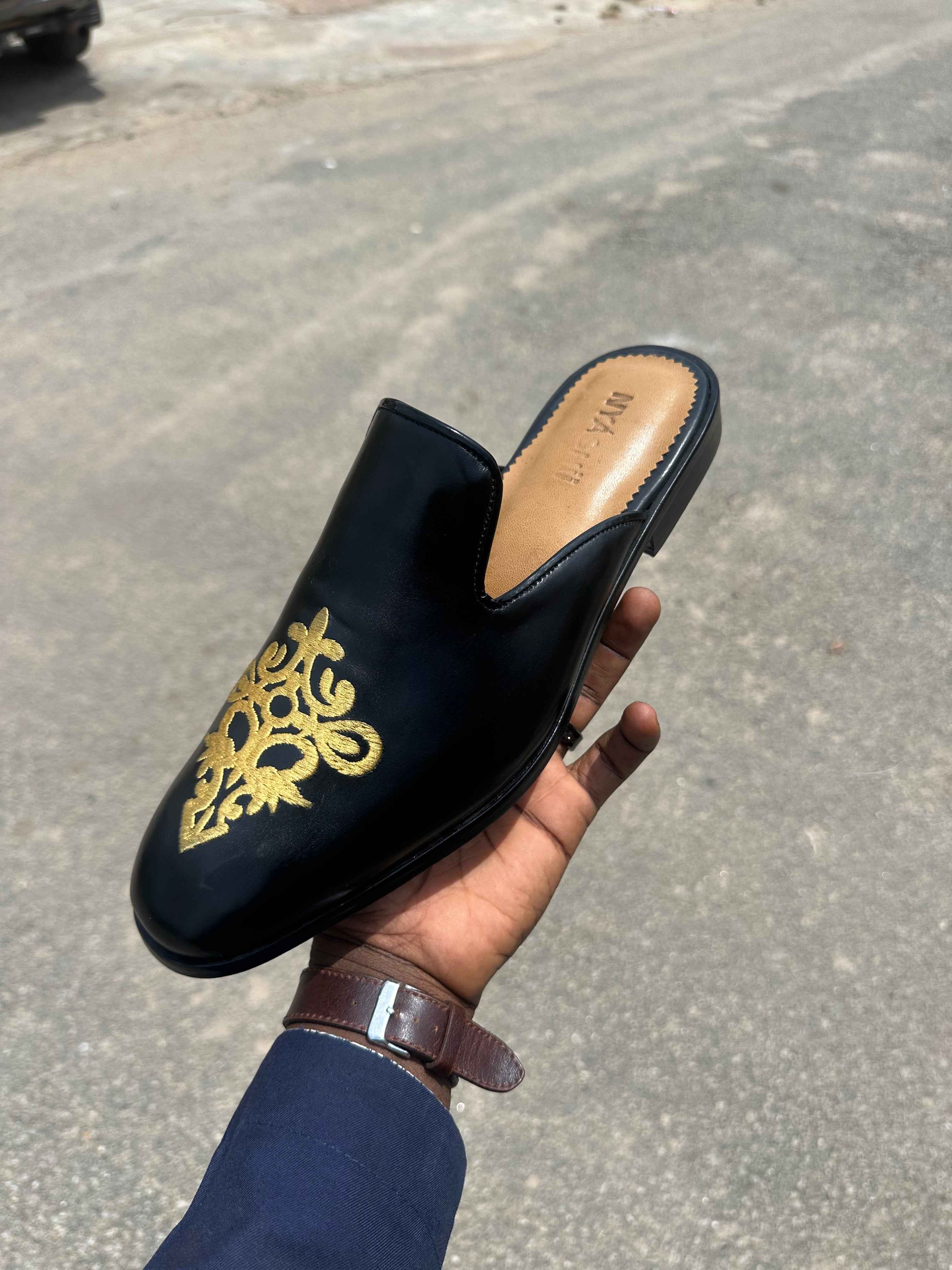 Sultan Leather Mule with Royal Embroidery