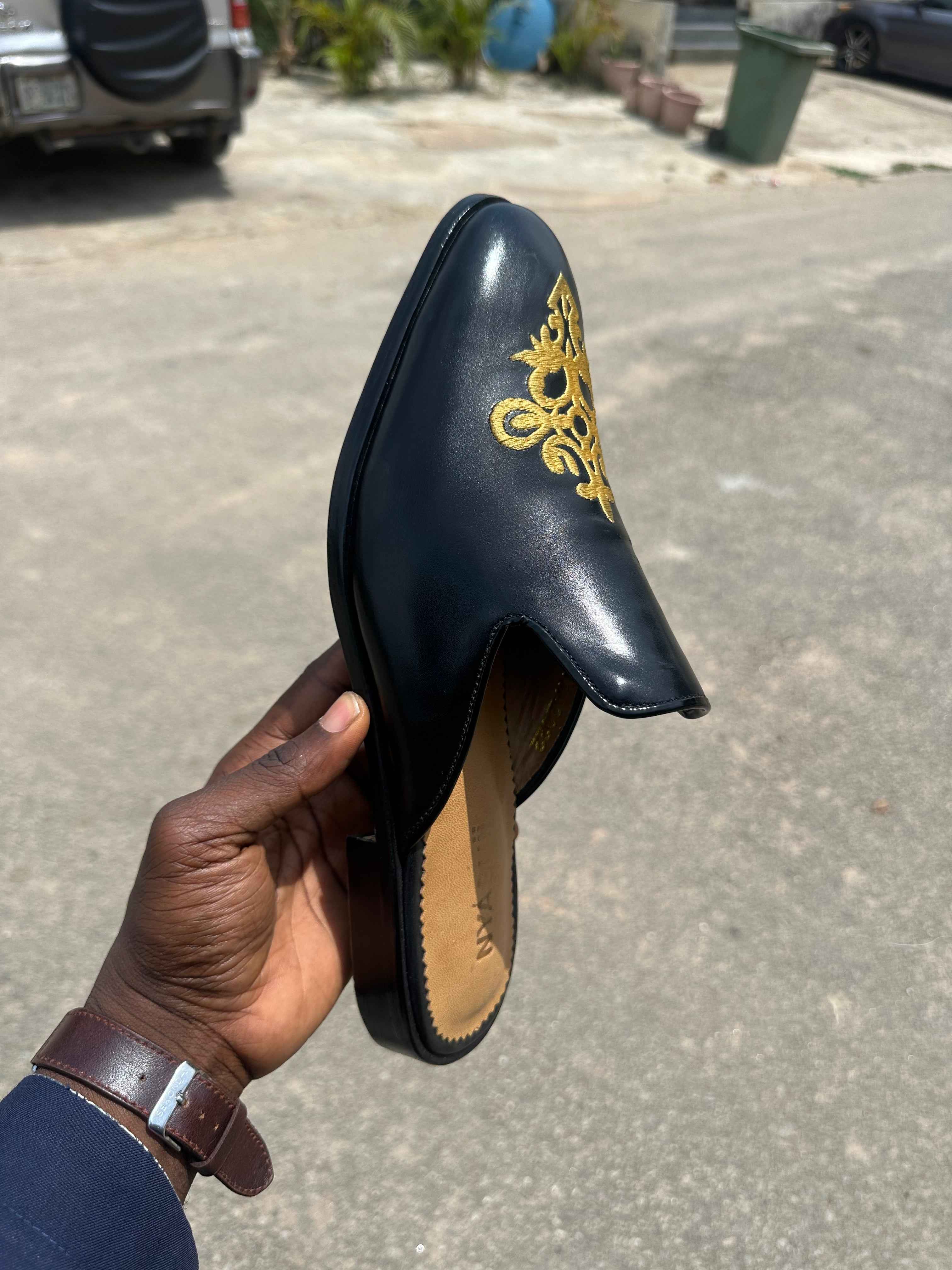 Sultan Leather Mule with Royal Embroidery