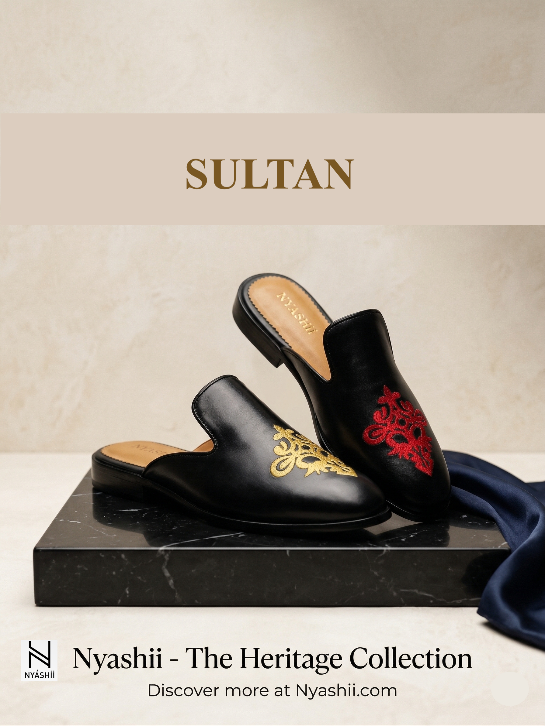 Sultan Leather Mule with Royal Embroidery