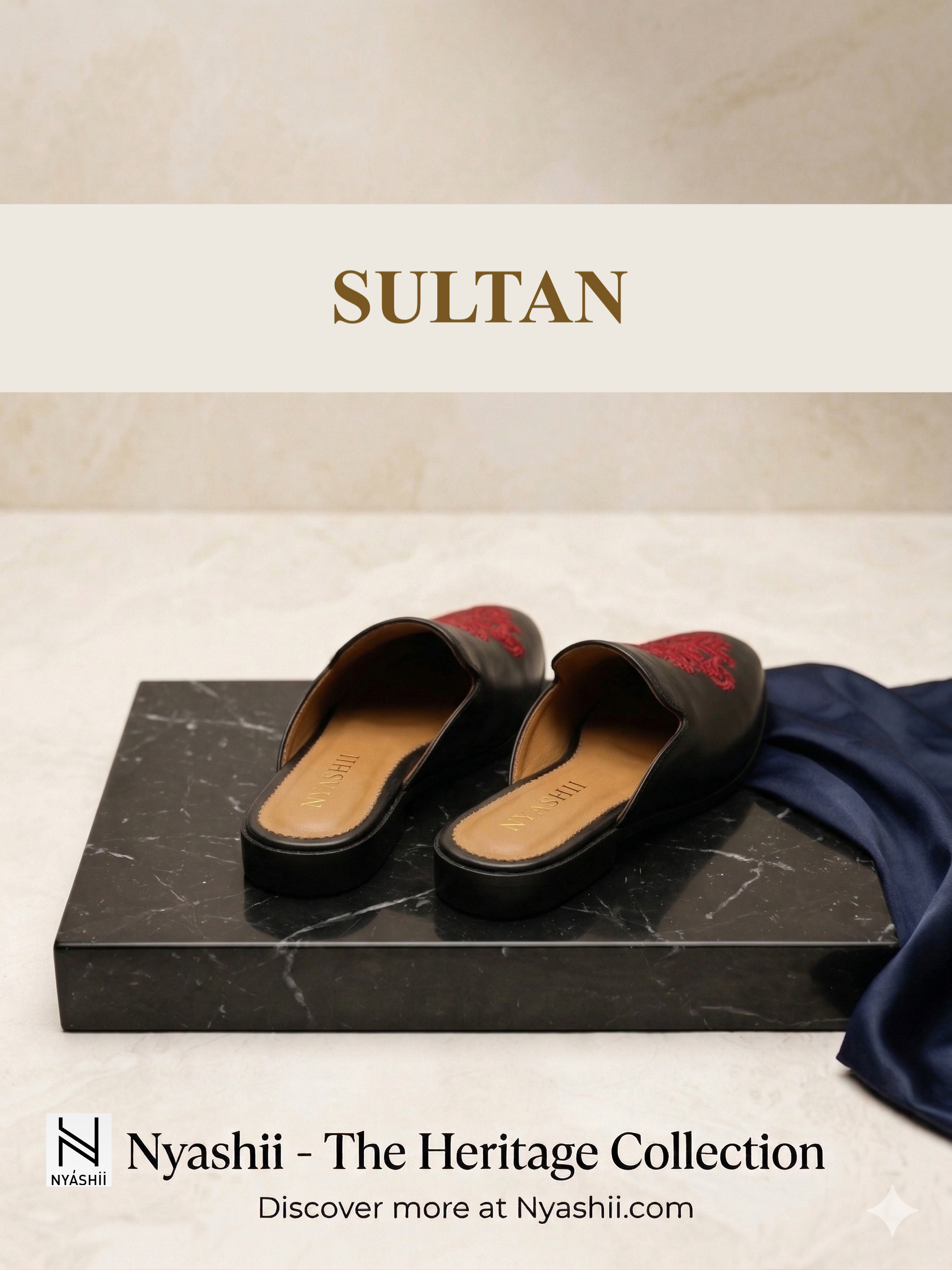 Sultan Leather Mule with Royal Embroidery