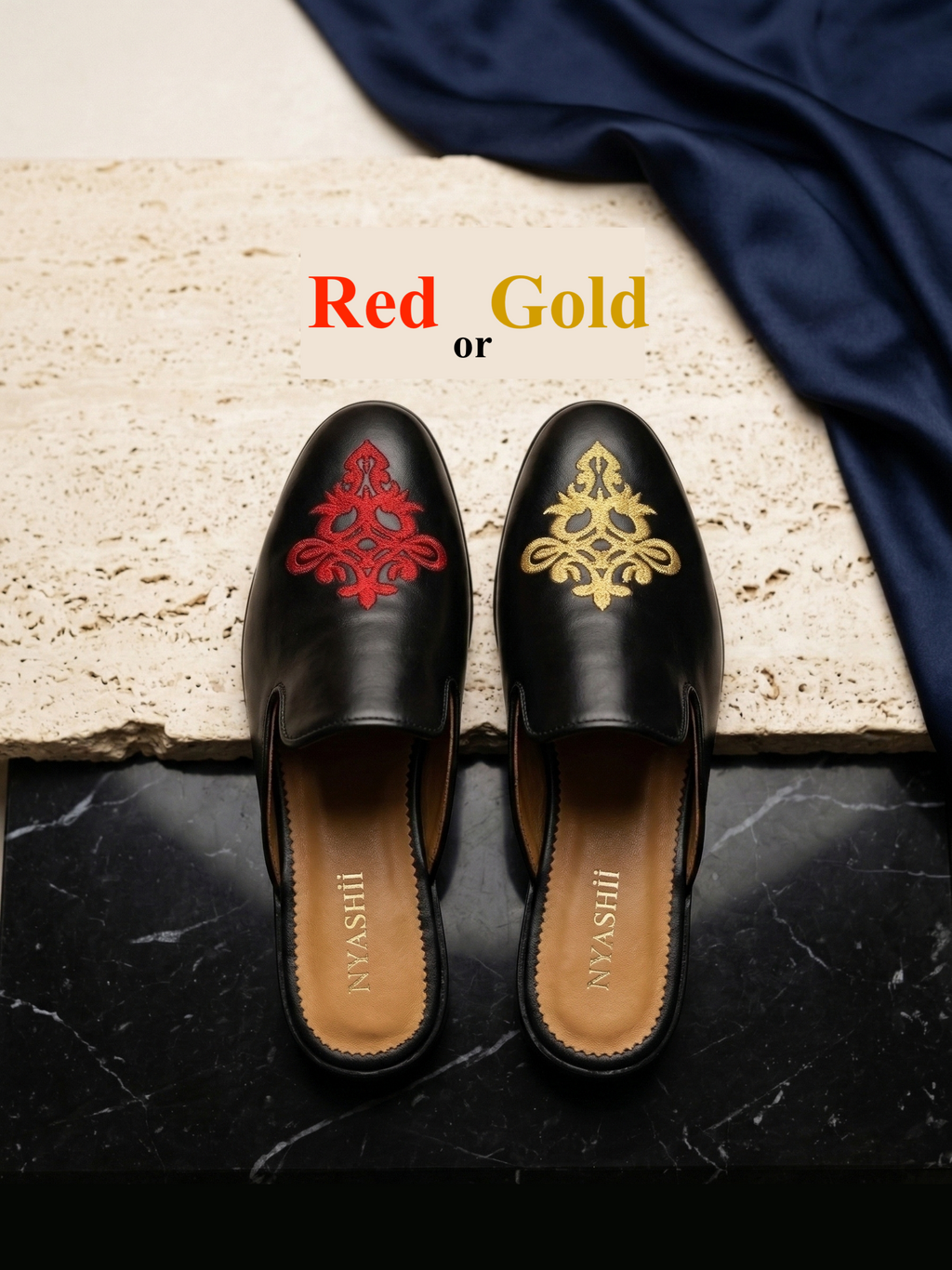 Sultan Leather Mule with Royal Embroidery
