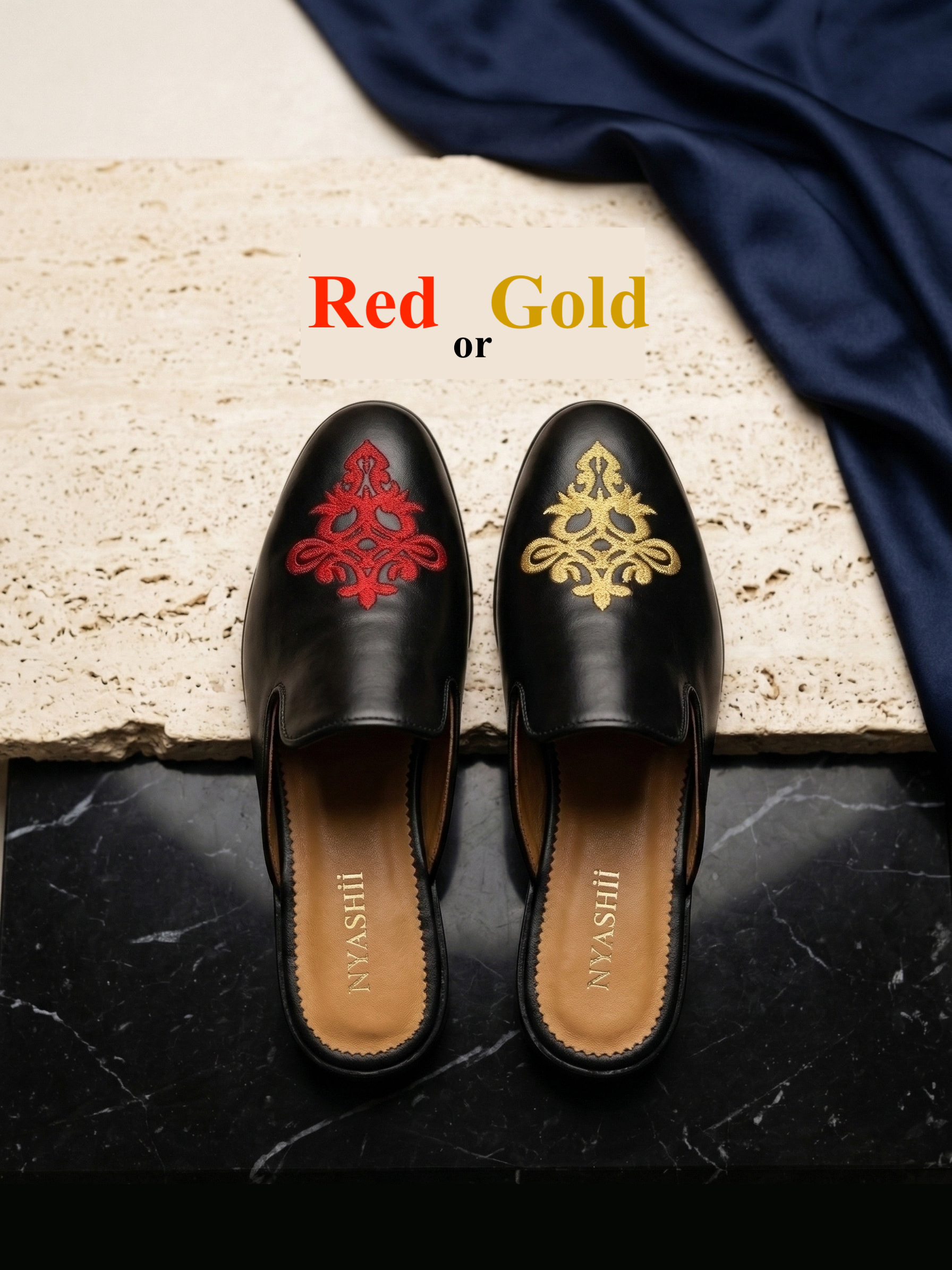 Sultan Leather Mule with Royal Embroidery