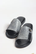 Gray Leather Palm Slippers - Nyashii Leather
