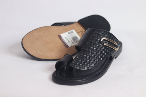 Black Leather Palm Slippers - Nyashii Leather
